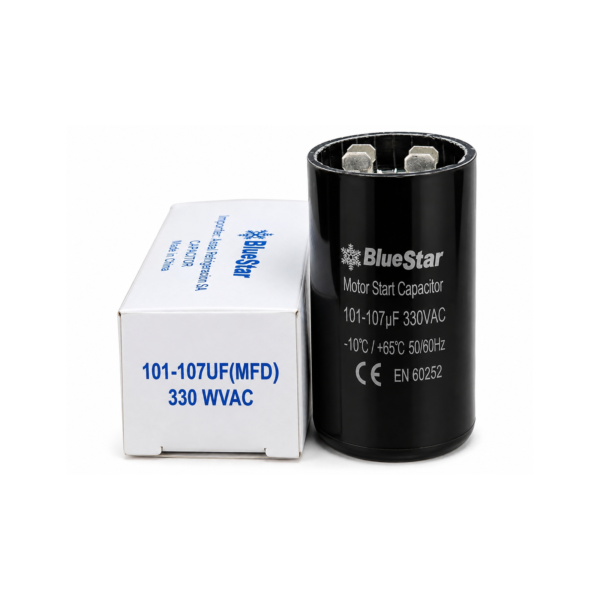 Capacitor 101-107MF-330V-"BlueStar"-CD60